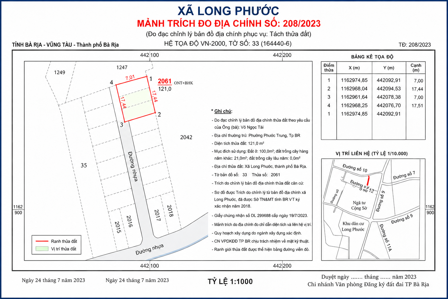 Mảnh trích đo địa chính thửa đất