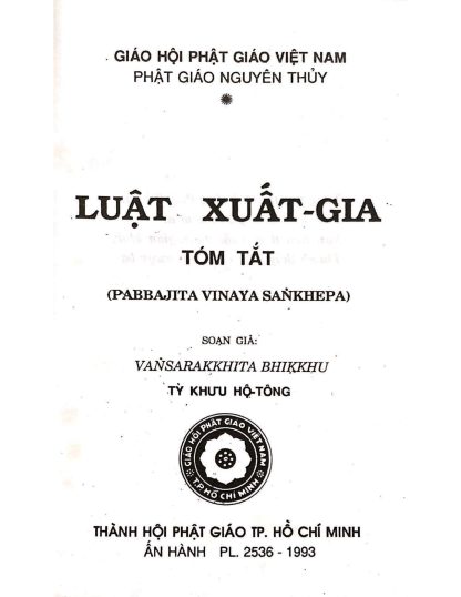 Luật Xuất Gia Tóm Tắt - Tỳ khưu Hộ Tông - Hình ảnh 3