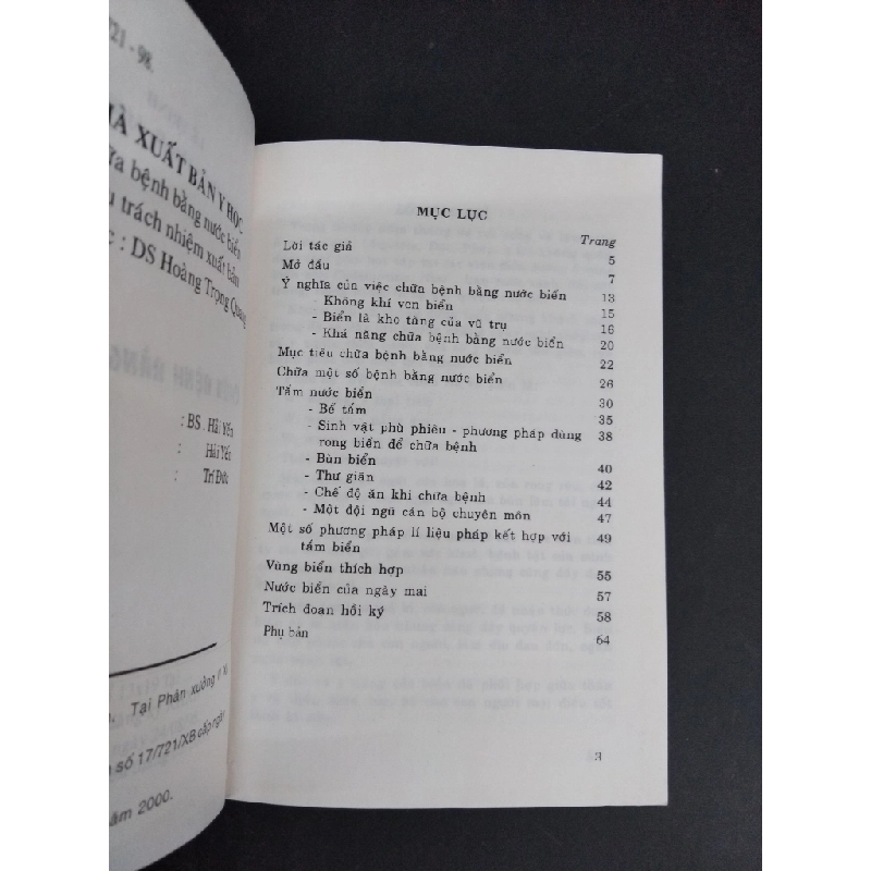 Chữa Bệnh Bằng Nước Biển (NXB Y Học 2005) - Lê Trinh - Ảnh 2